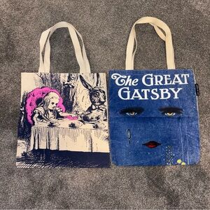 Out of Print Toms Alice in Wonderland & Great Gataby Tote Bag Set